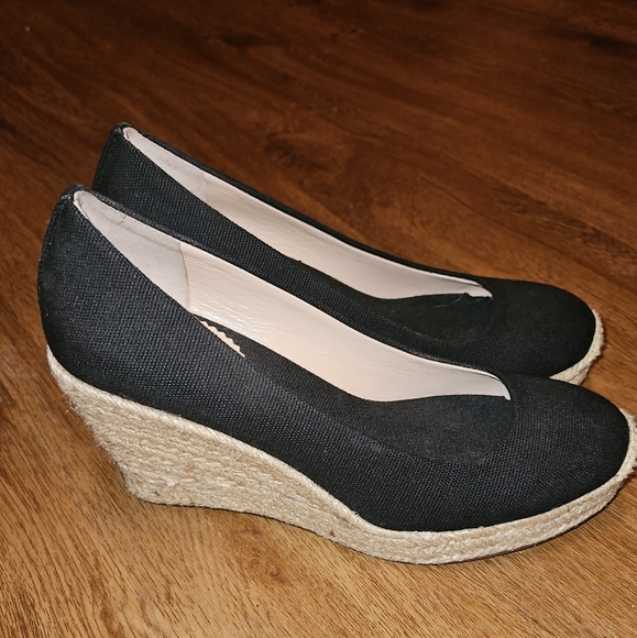 J.Crew $128 Seville Espadrille Wedges Black Size 5 - Picture 1 of 6
